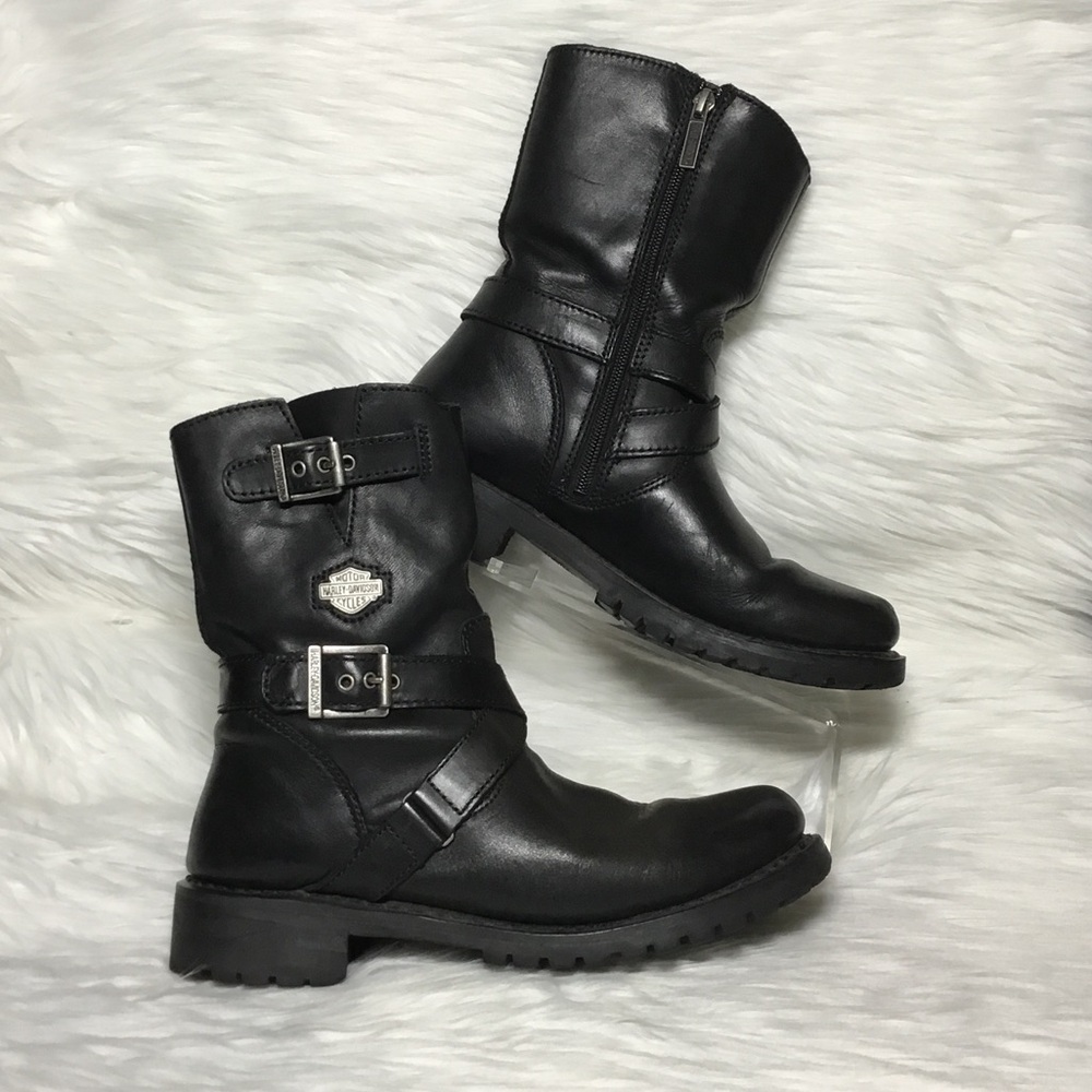 Harley-Davidson Women’s Kat Black Leather Riding Boots, Size 9